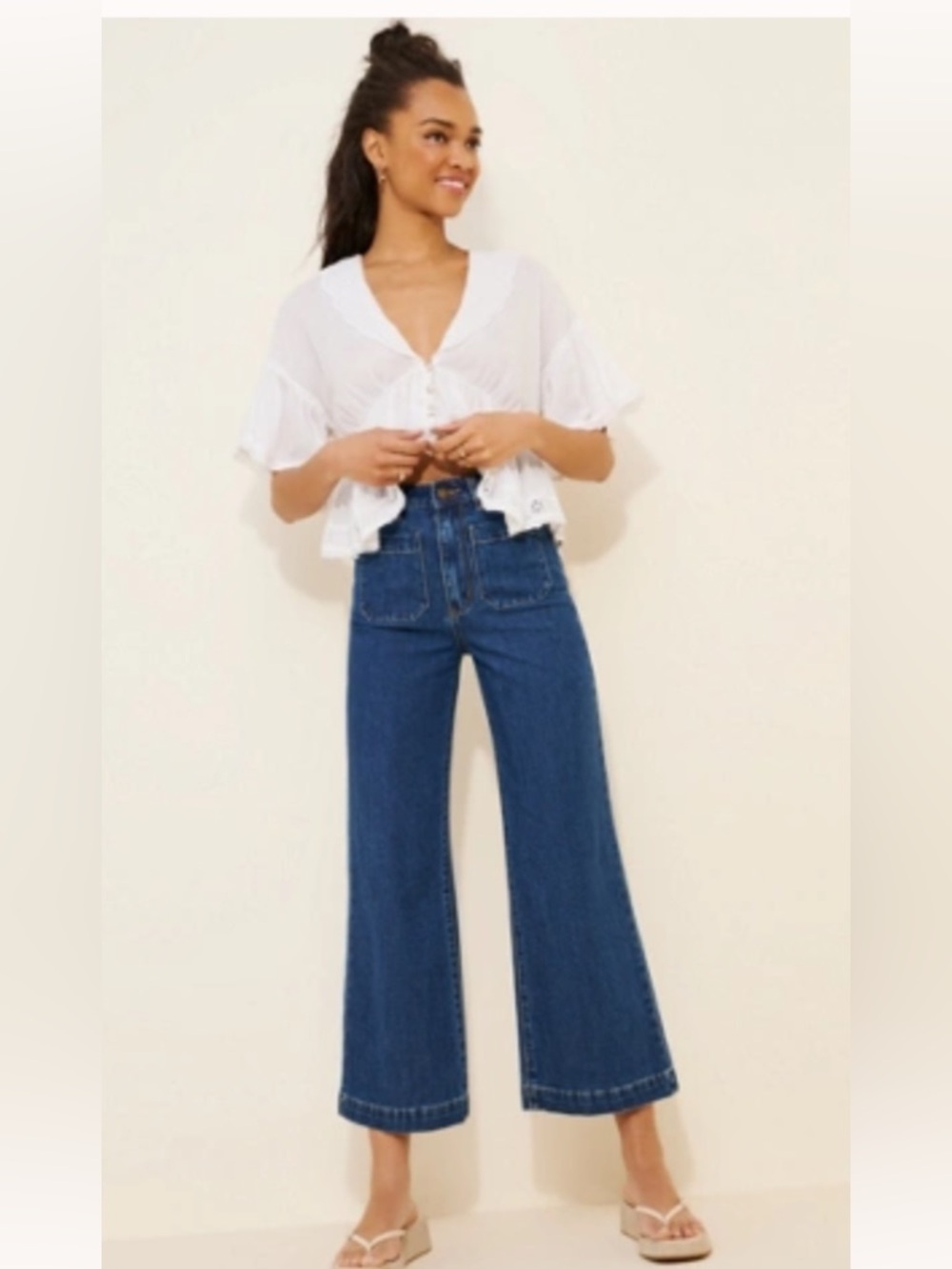 ROLLA’S Sailor wide leg high rise crop
